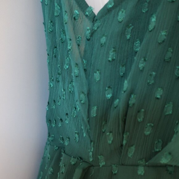 NWT Womens Asos Design Green Embroidered Dots Sleeveless Halter Dress 14 - Picture 6 of 16